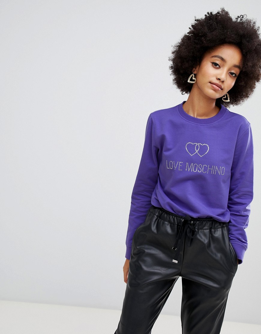 Love Moschino Diamante logo sweatshirt - Purple