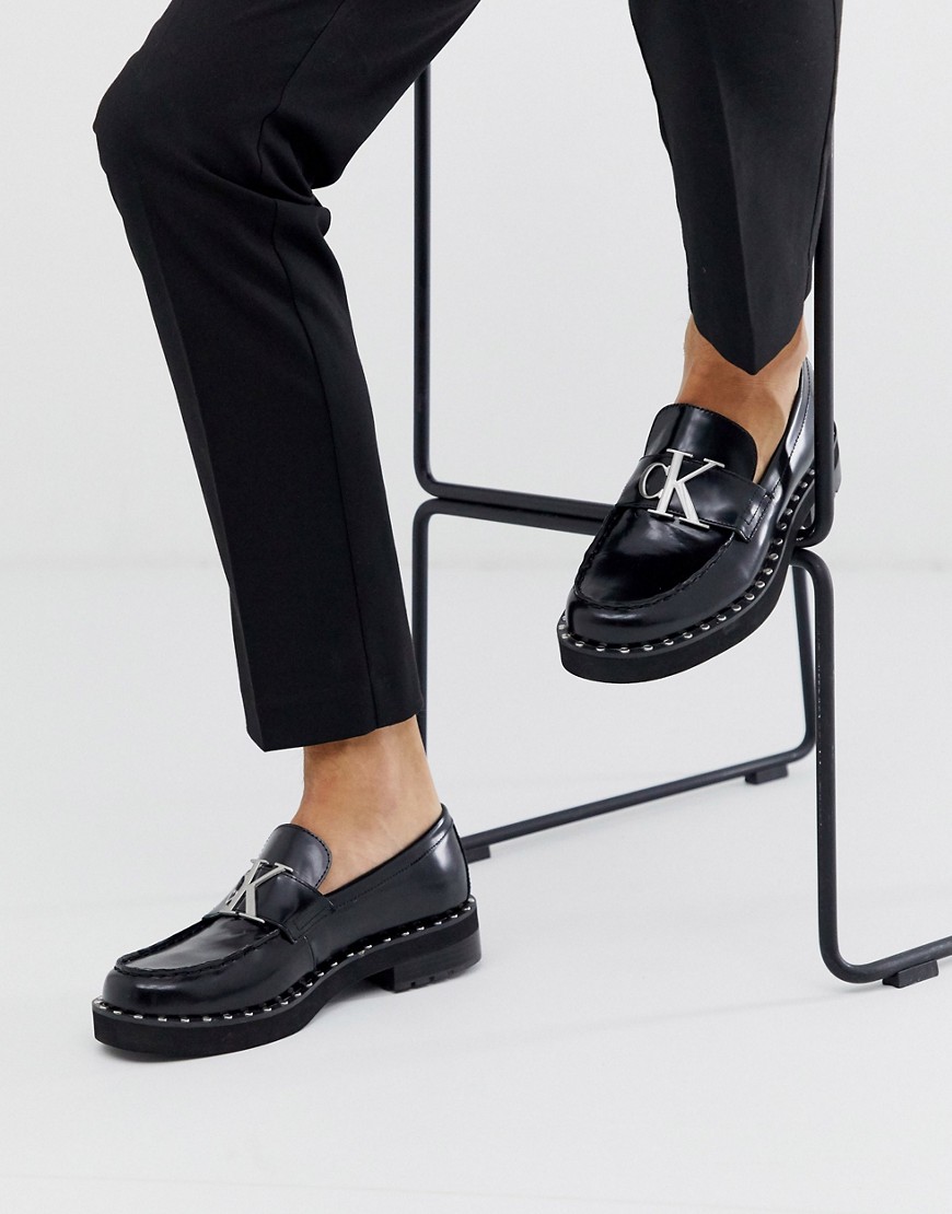 Calvin Klein norwood chunky logo loafers in black