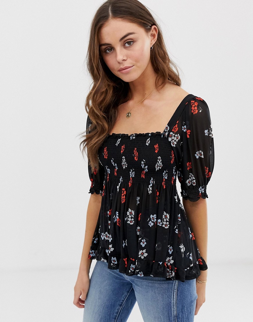 Free People Delta Dawn floral print blouse