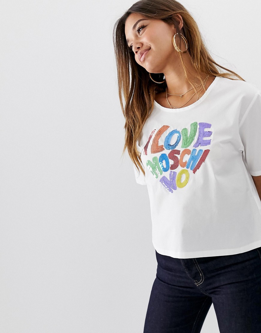 Love Moschino sequin logo t-shirt