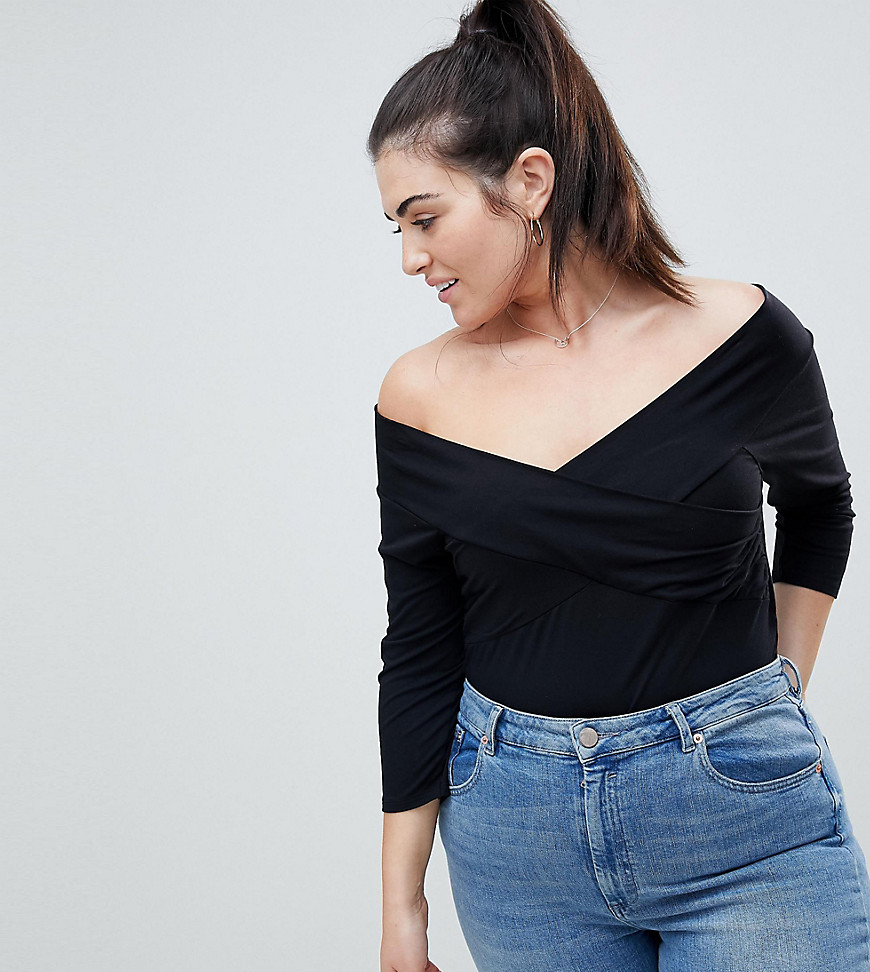 ASOS DESIGN Curve body with wrap front in black