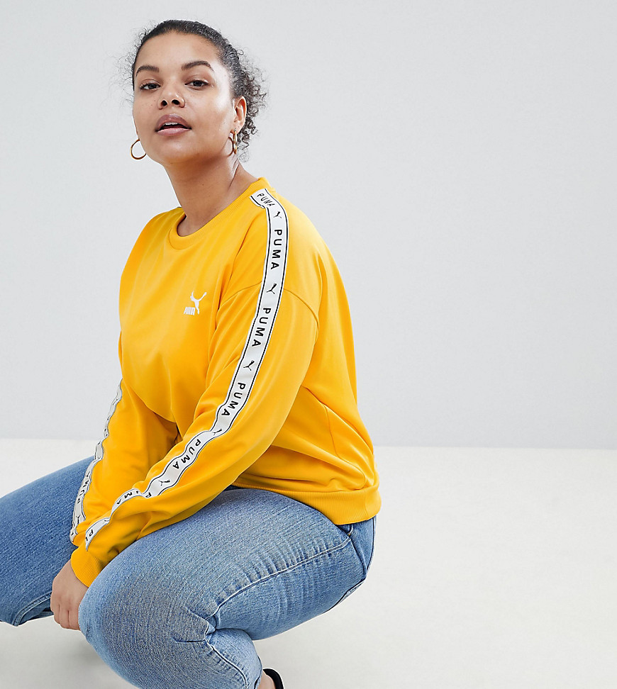 Puma Exclusive To ASOS Plus Sweatshirt With Taped Side Stripe In Yellow - Citrus