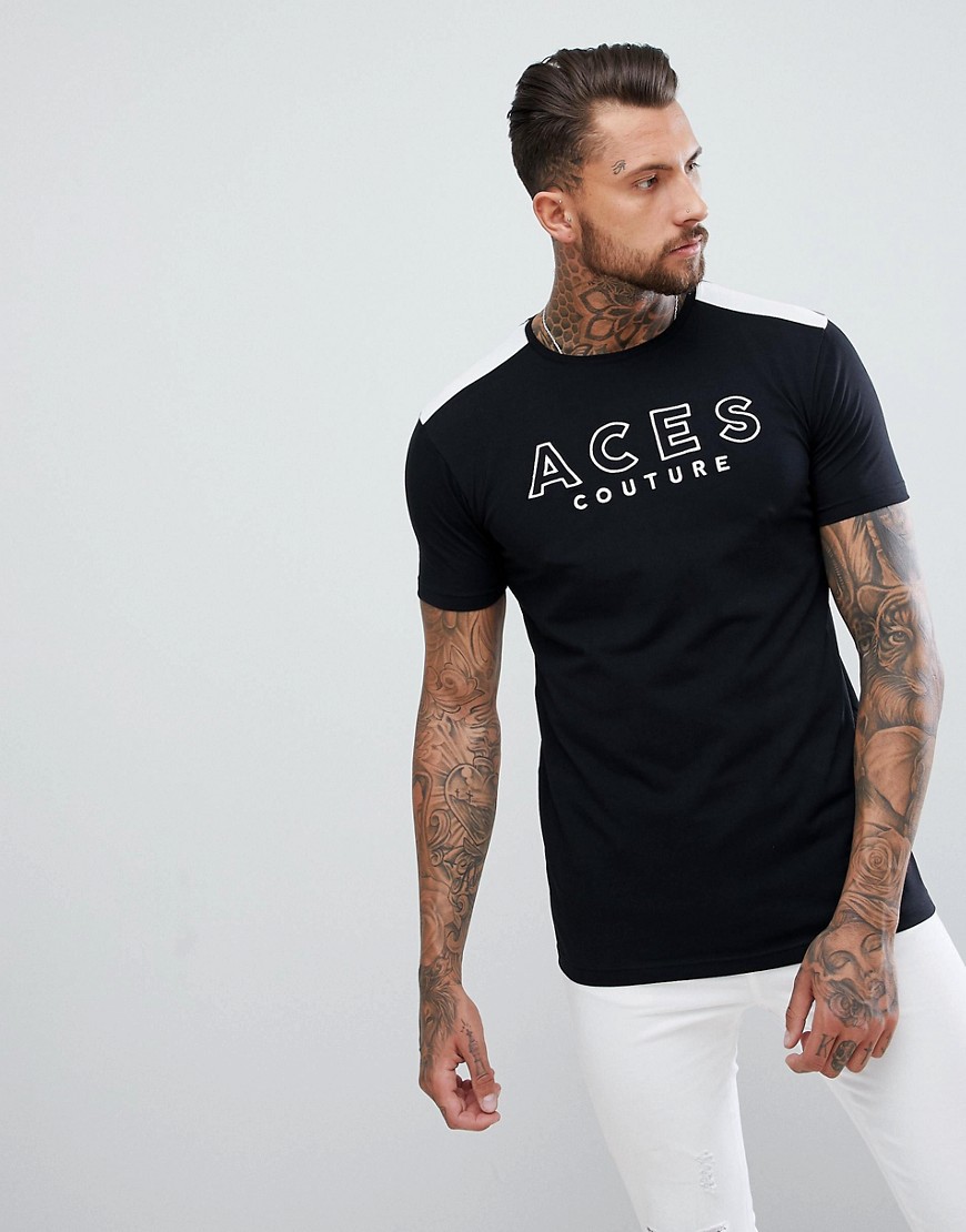 Aces Couture Muscle Logo T-Shirt In Black