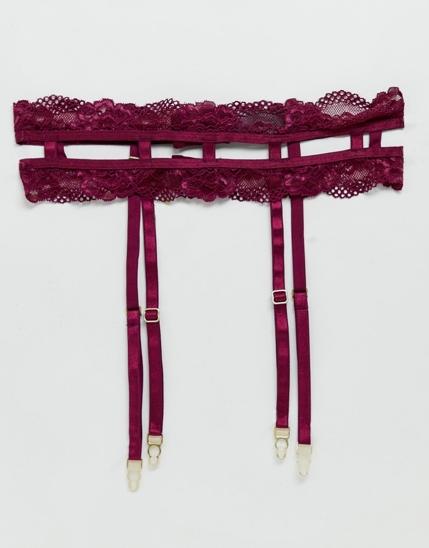 Asos Design Sabella Lace Strappy Suspender-red