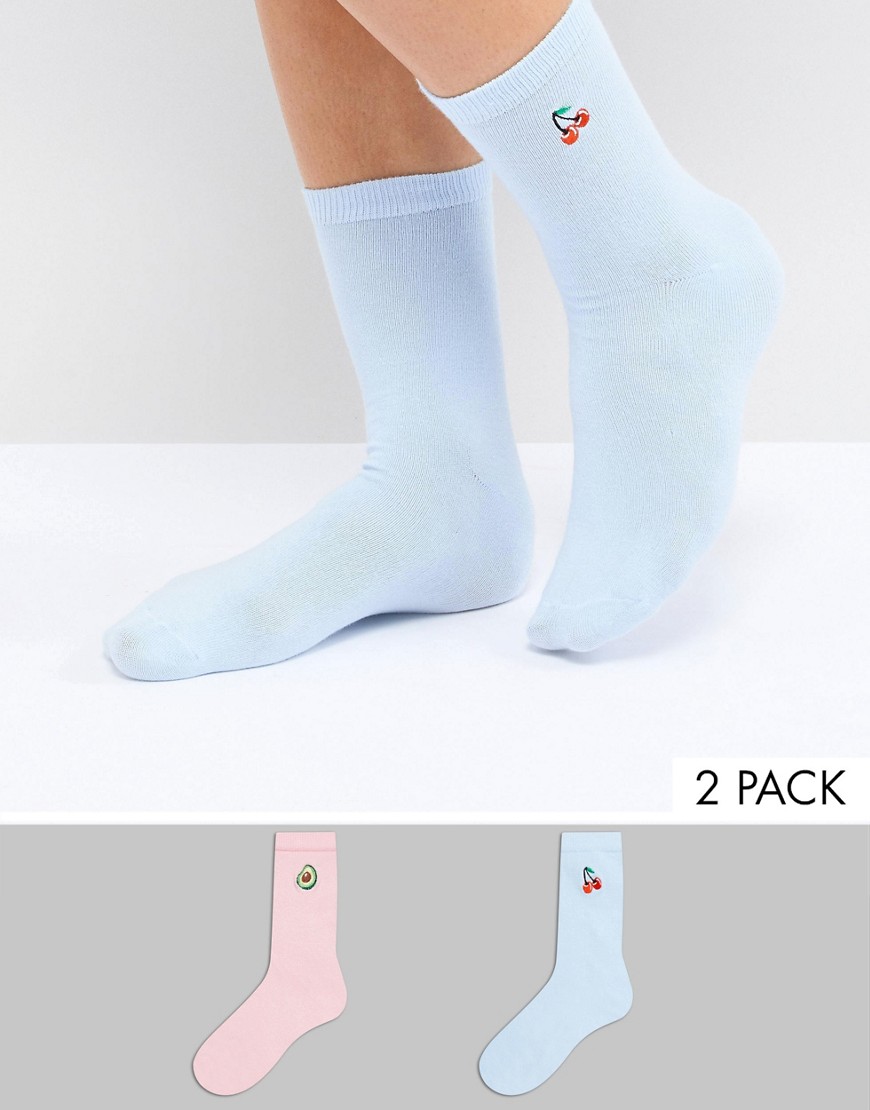Monki 2 packs sport socks - Blue and pink