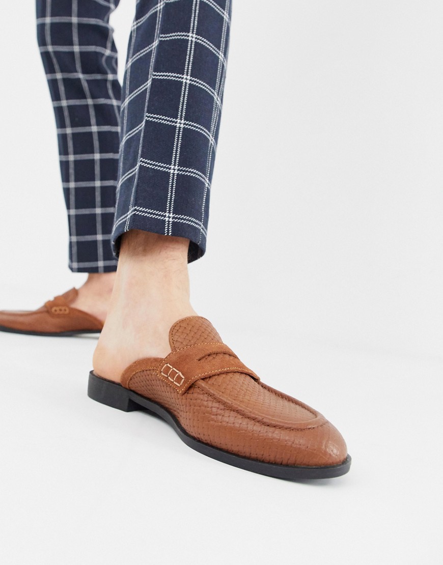 House of Hounds Bastian woven slip on loafers in tan leather