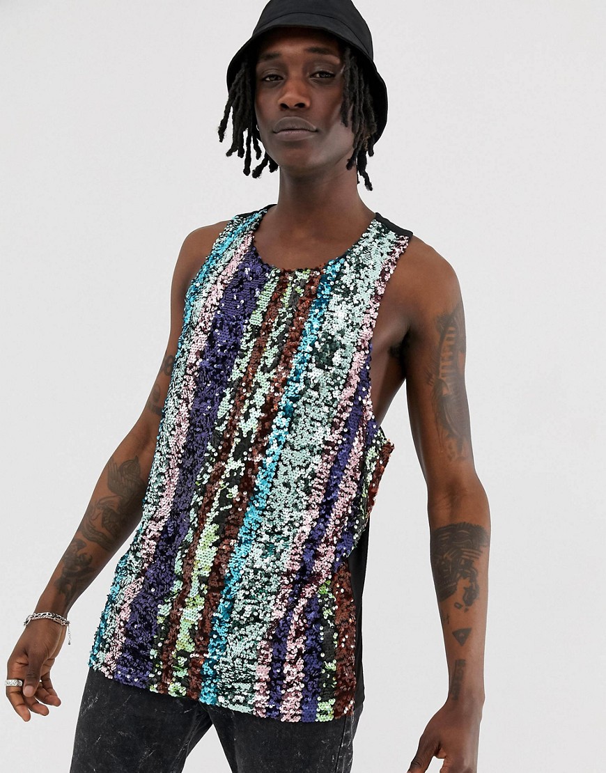 Urban Threads festival rainbow sequin vest