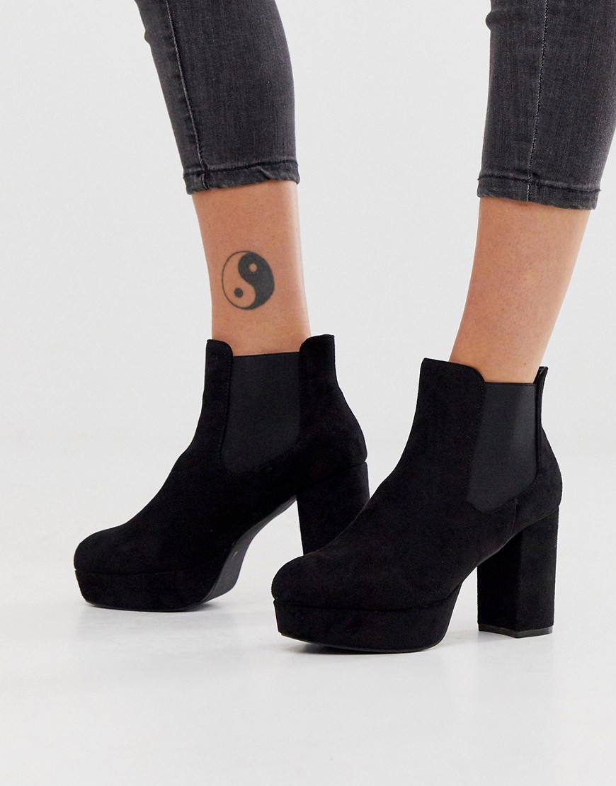 Glamorous Black Platform Ankle Boots
