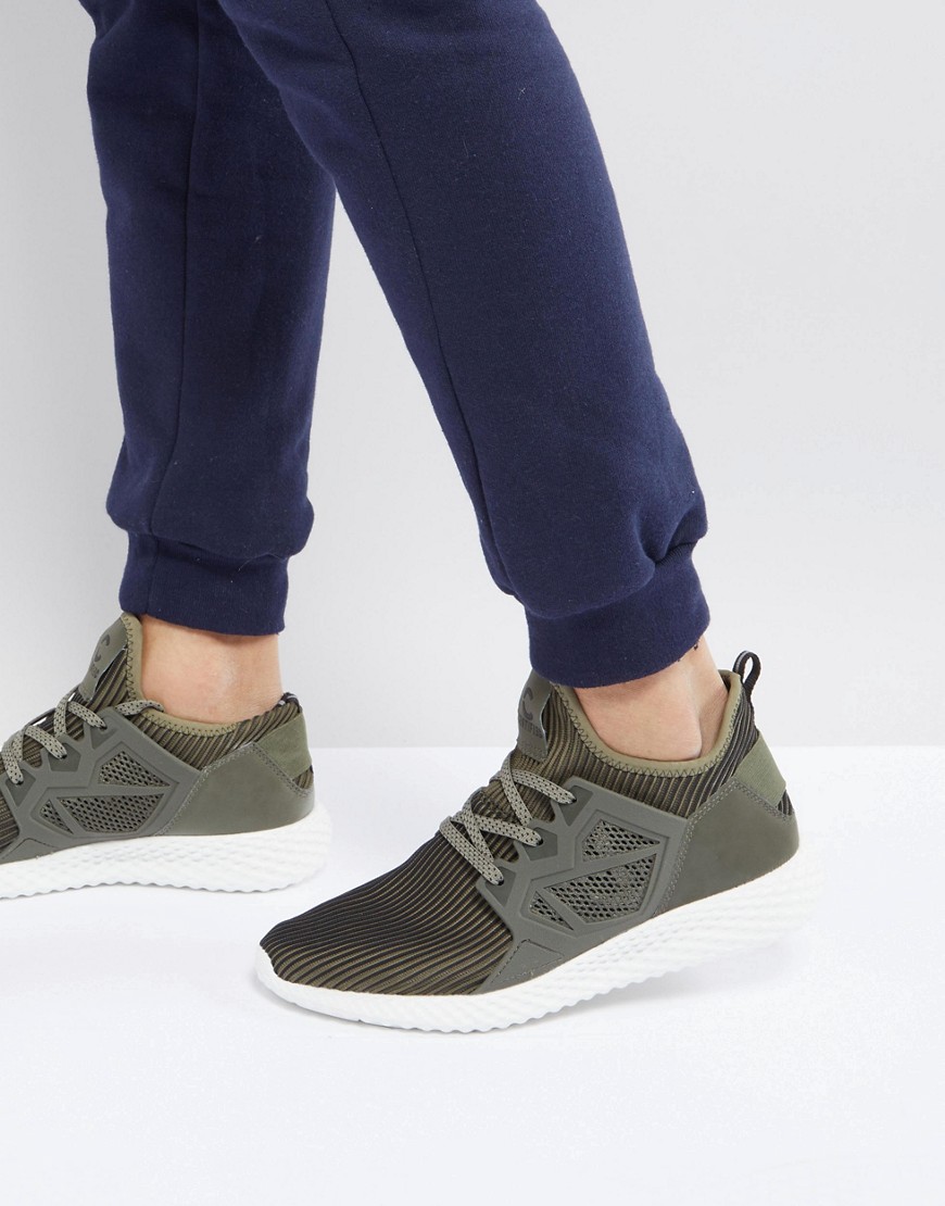 Certified London Knitted Trainers In Khaki - Green