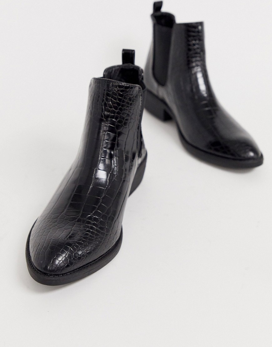 Park Lane heeled western boots in black croc