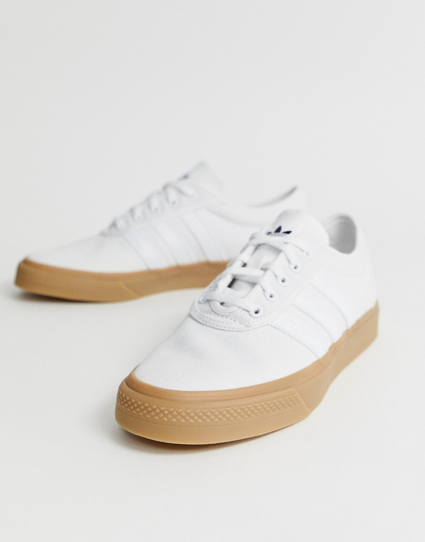 adidas Skateboarding Adi-Ease Trainers In White With Gum Sole