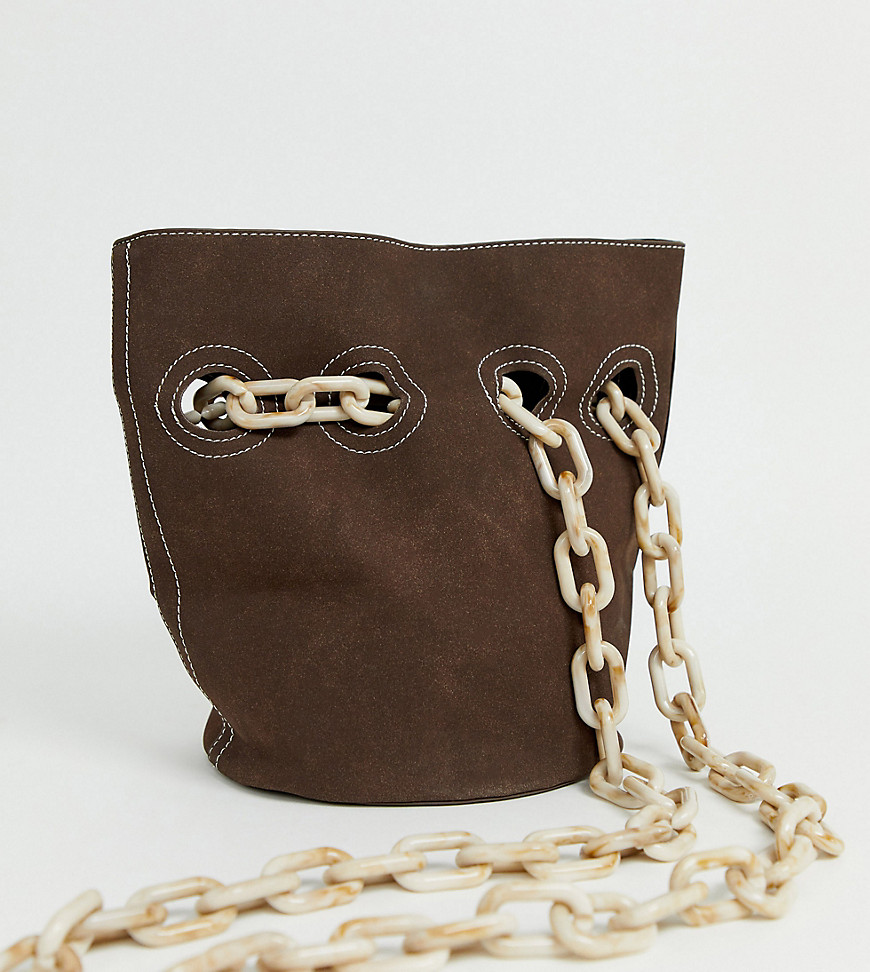 Glamorous Exclusive slouch brown shoulder bag with chain straps