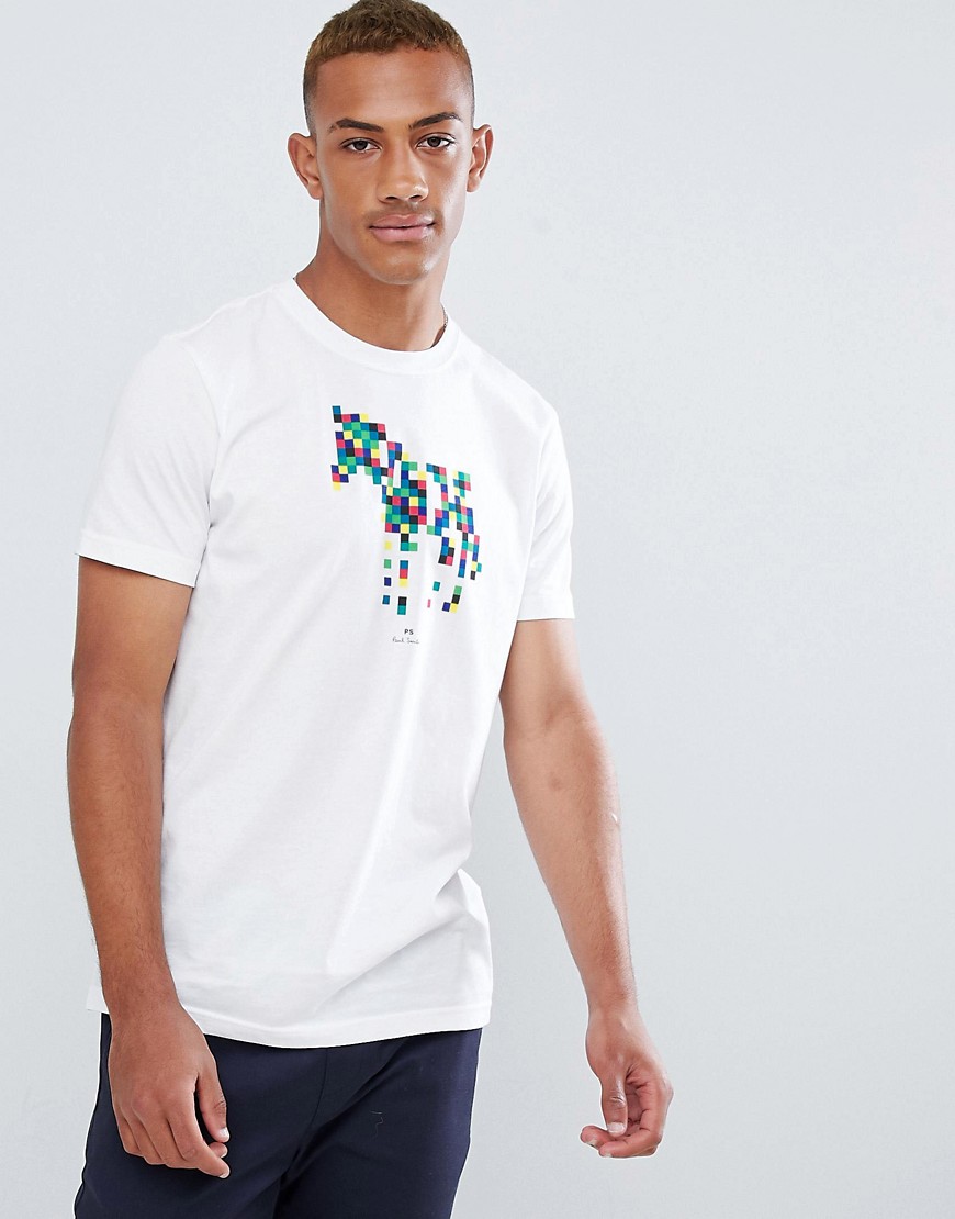 PS Paul Smith slim fit pixel zebra graphic tshirt in white