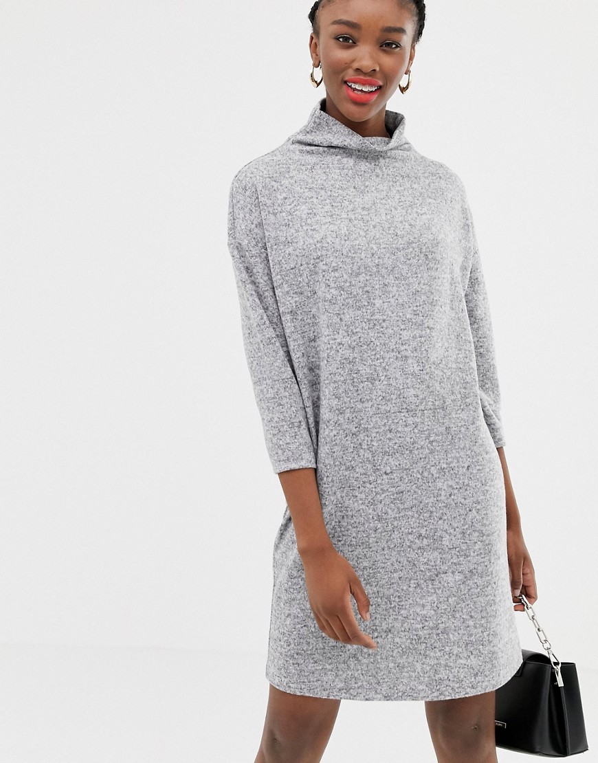 JDY funnel neck mini jumper dress in grey