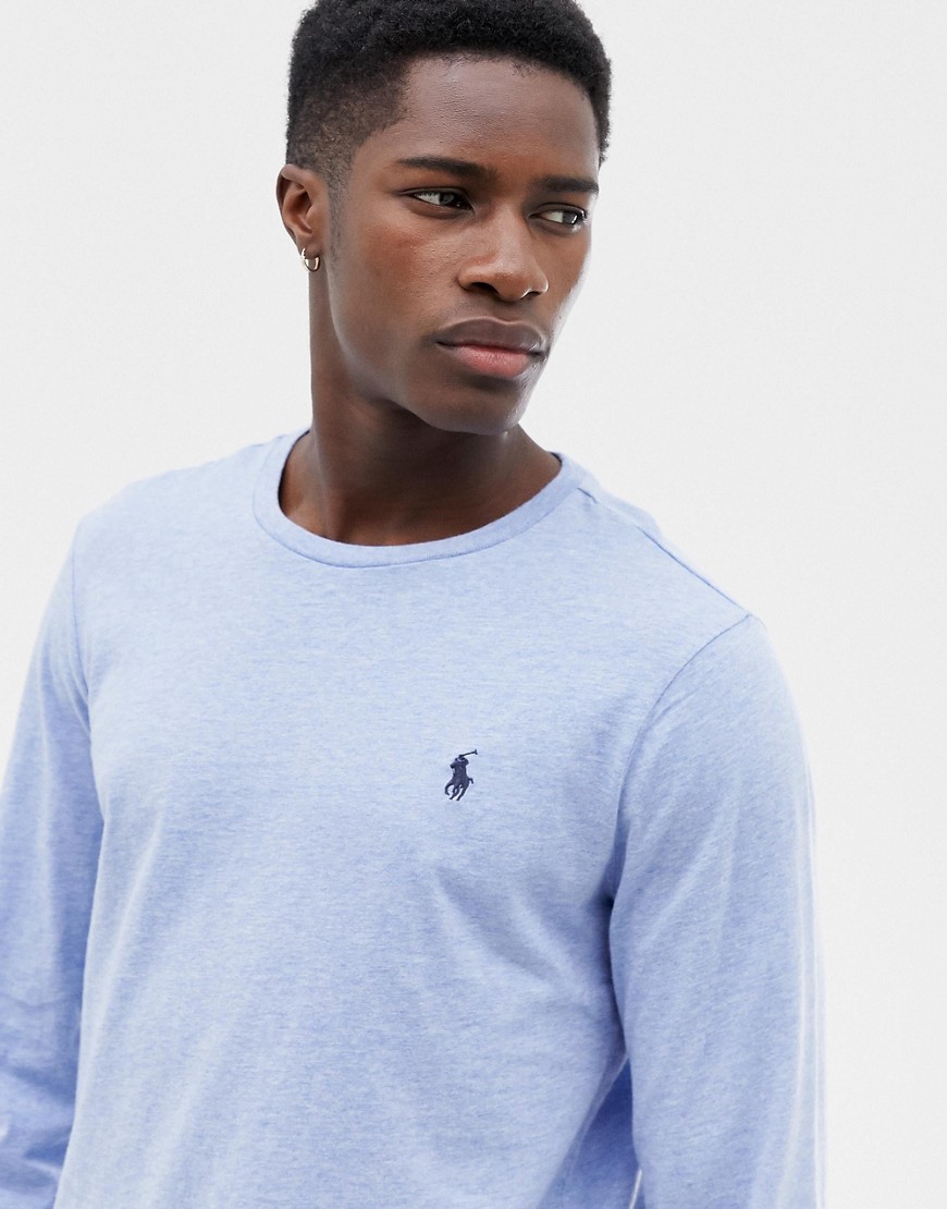 Polo Ralph Lauren long sleeve top with icon logo in light blue marl