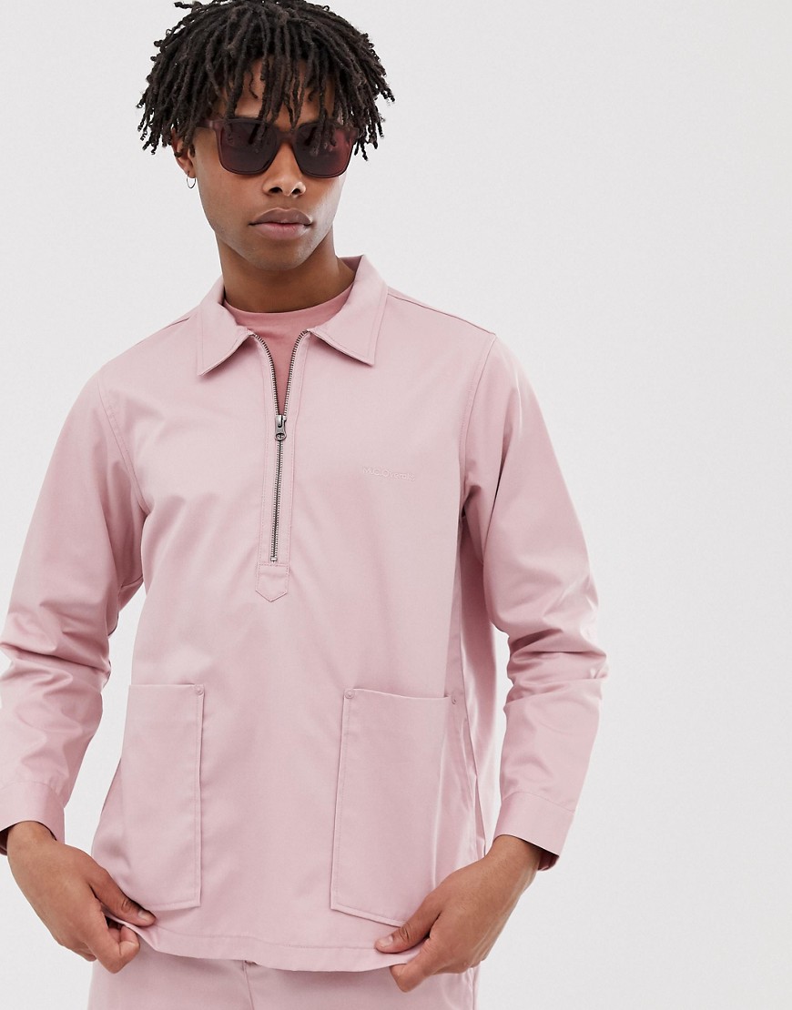 M.C.Overalls Smock 1/4 zip jacket in pink