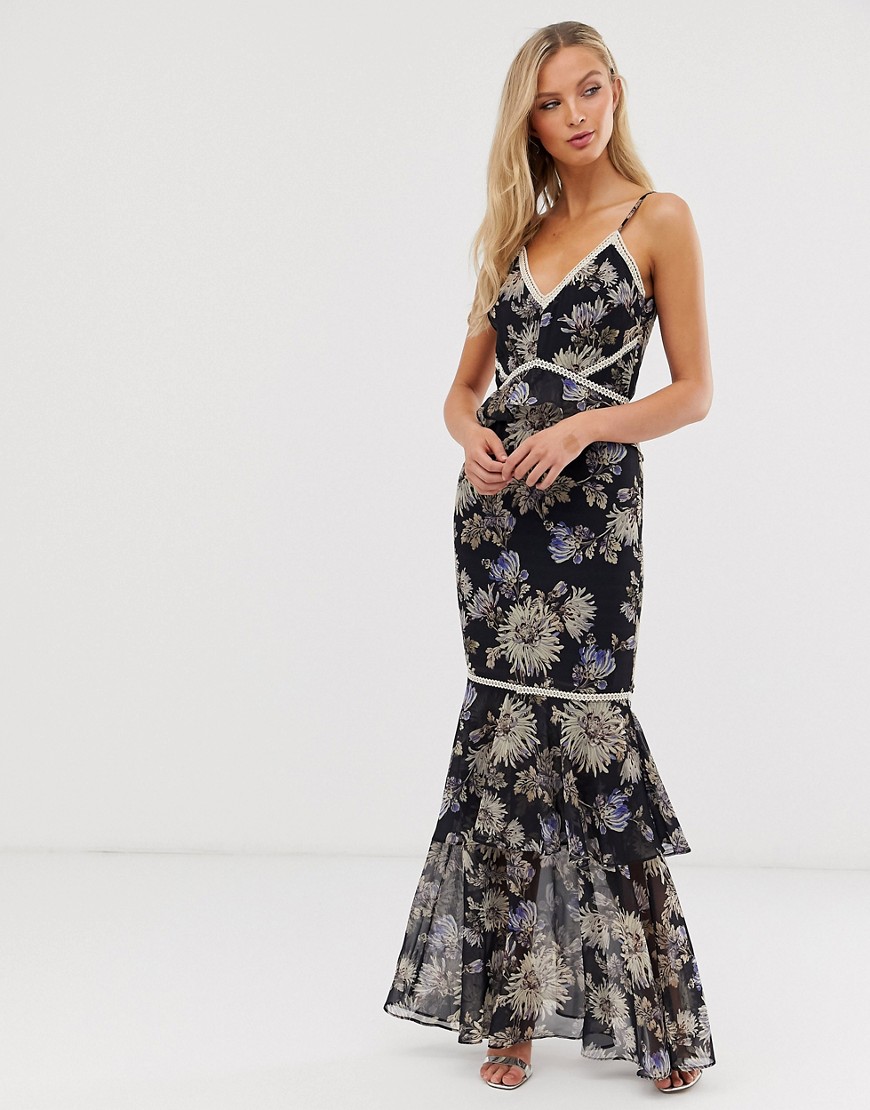 Hope & Ivy floral fitted maxi dress