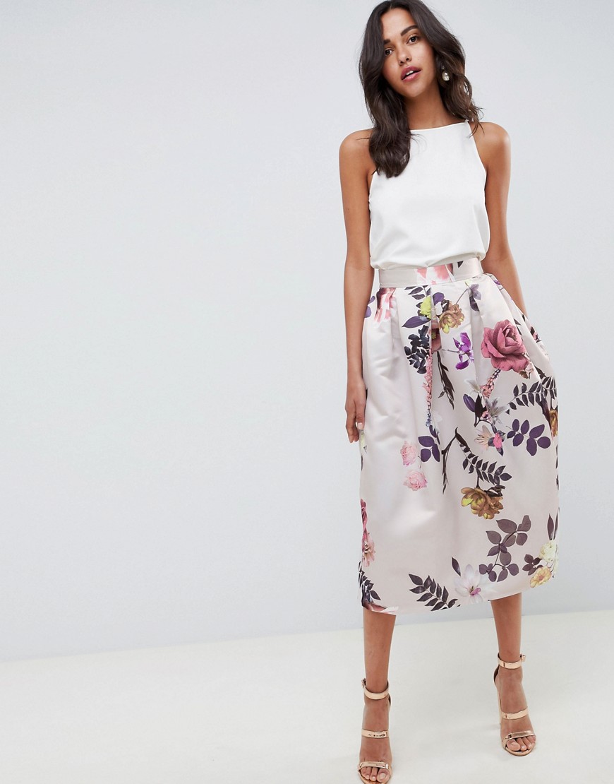 Closet London Midi Floral Skirt