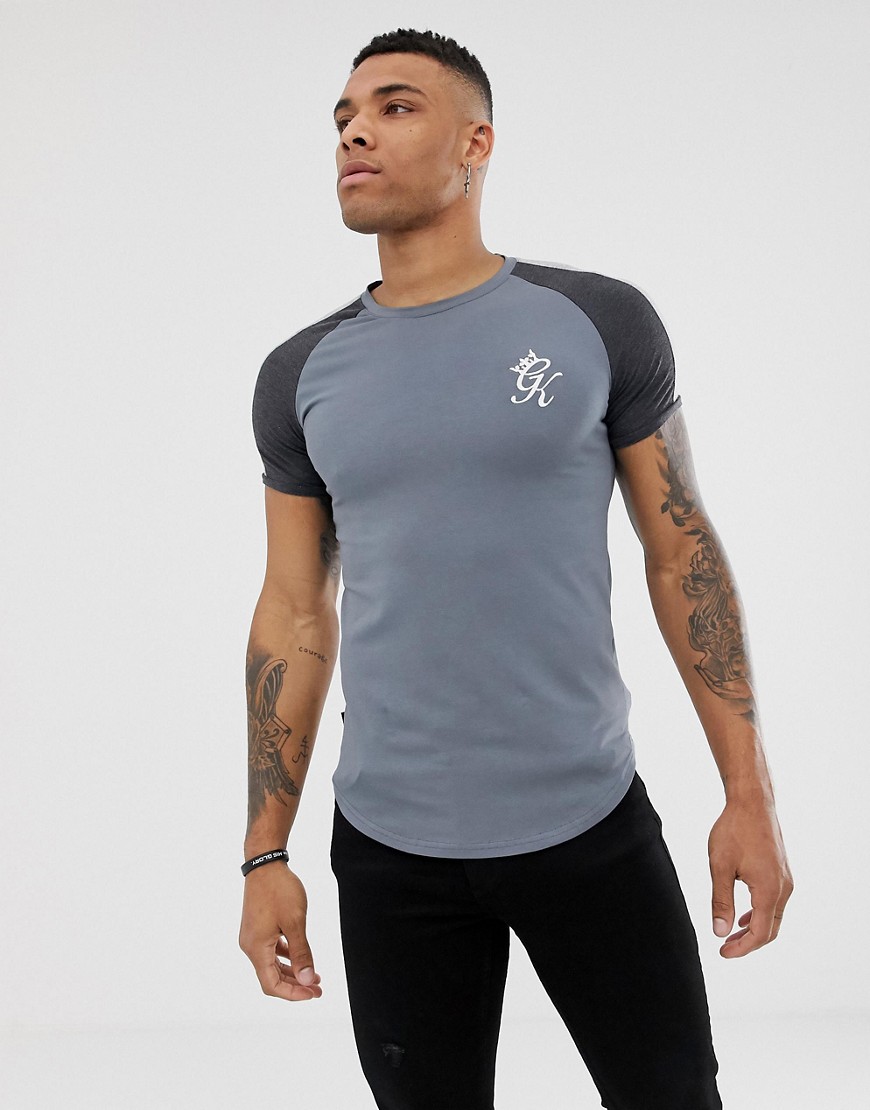 Gym King muscle t-shirt in grey with contrast sleeves