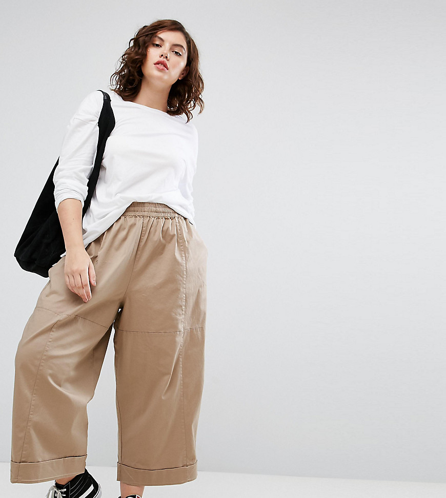 ASOS CURVE Balloon Fit Wide Leg Chino - Beige