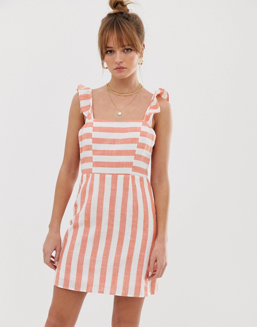 Glamorous tie back mini dress in stripe
