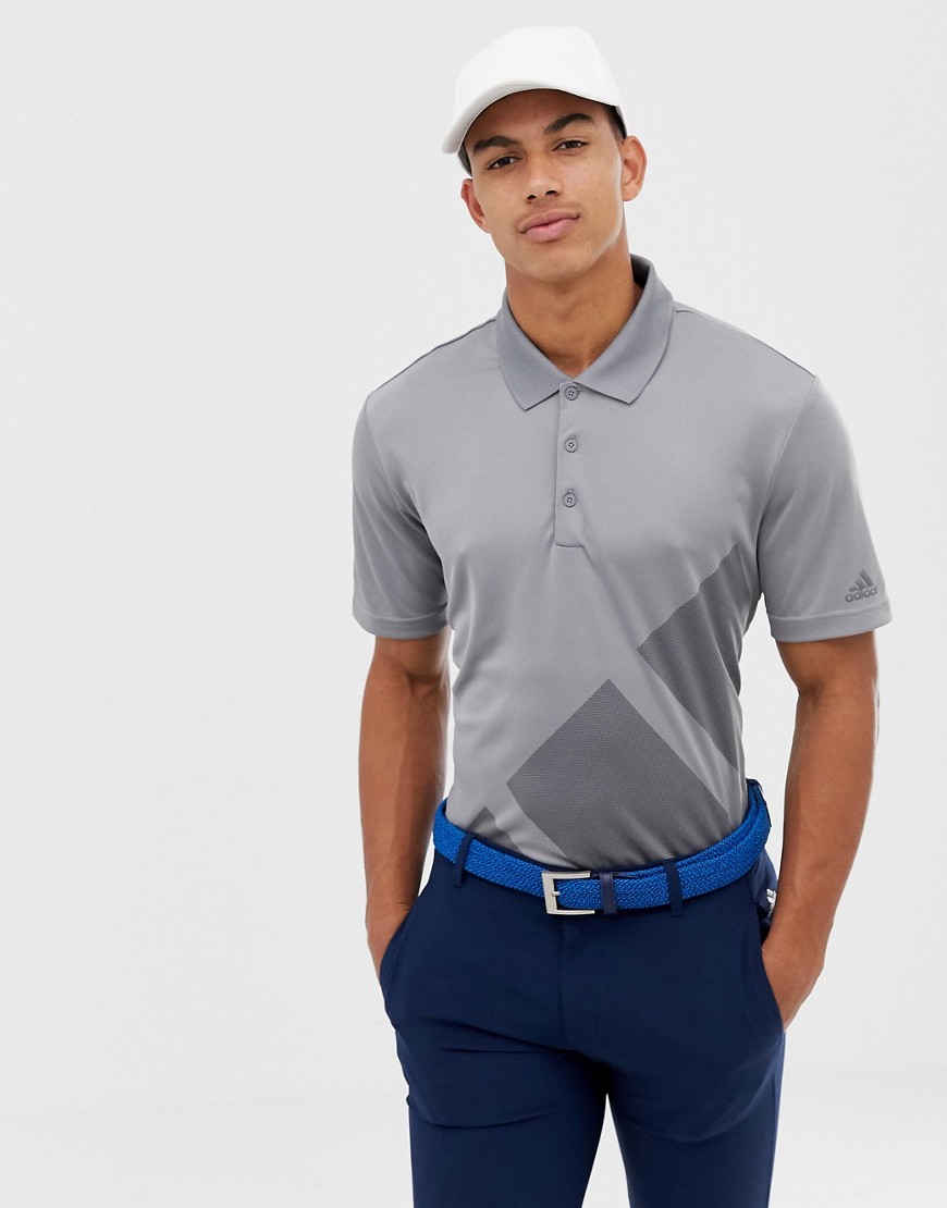 adidas Golf Bold Logo Polo In Grey