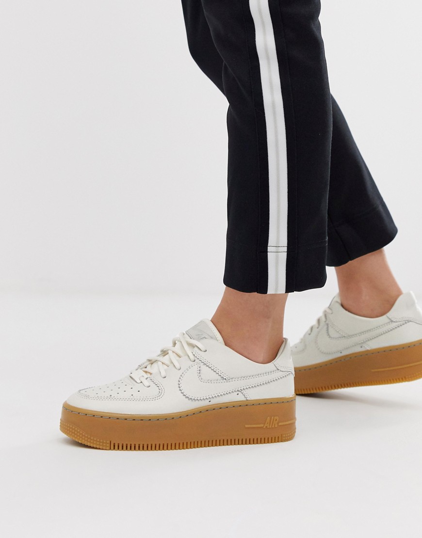 Nike Ivory Gum Sole Air Force 1 Sage Low Trainers
