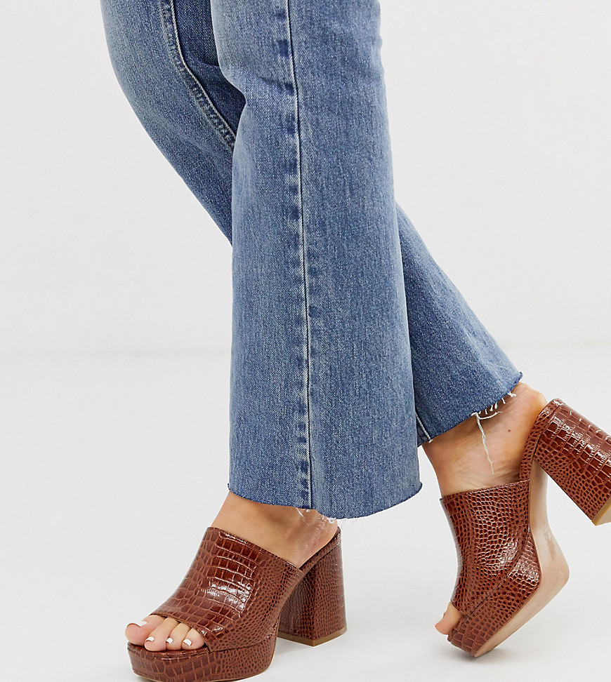 Wide Fit Happy Chunky Platform Mules 