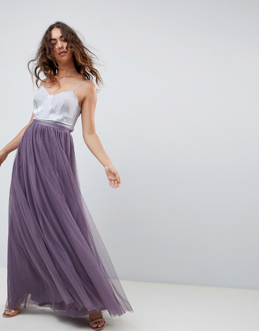 Needle & Thread tulle maxi skirt in purple