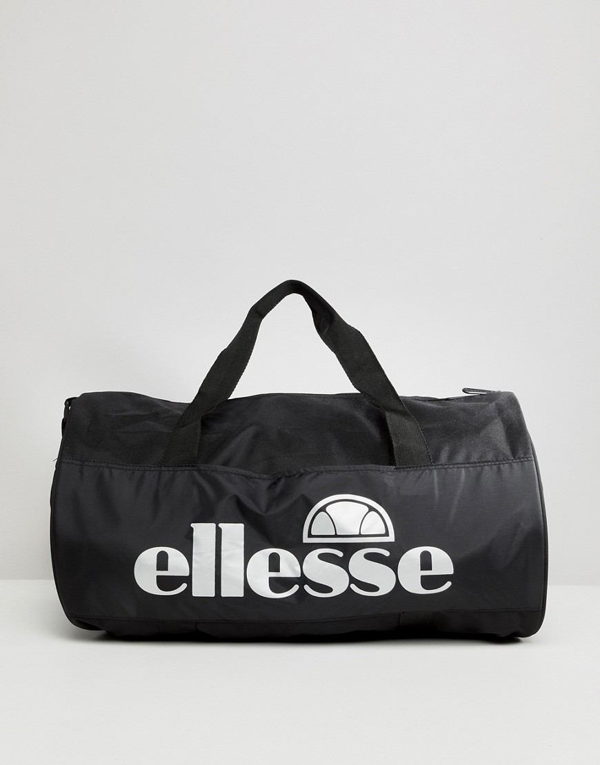 ellesse Ayan barrel bag with reflective logo in black - Black
