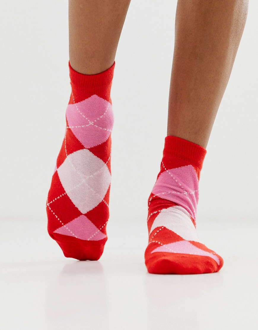 ASOS DESIGN argyle ankle socks