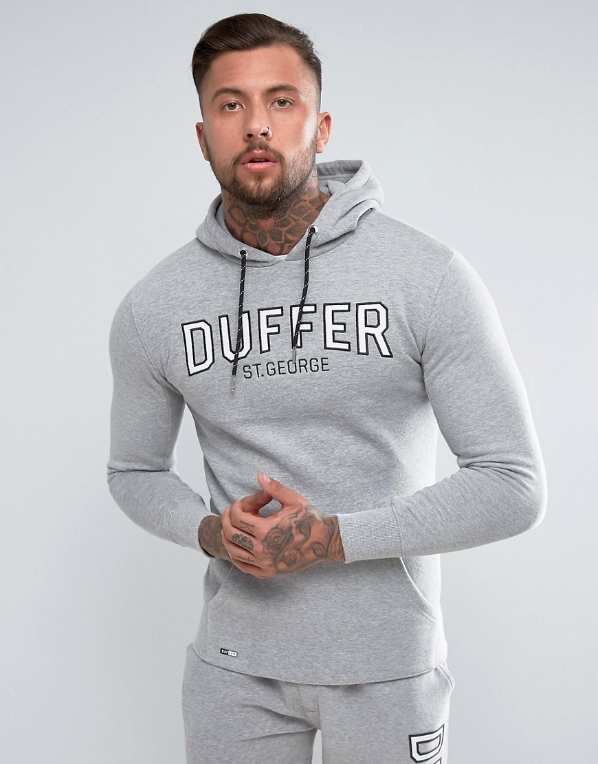Duffer Logo Hoodie In Grey - Grey