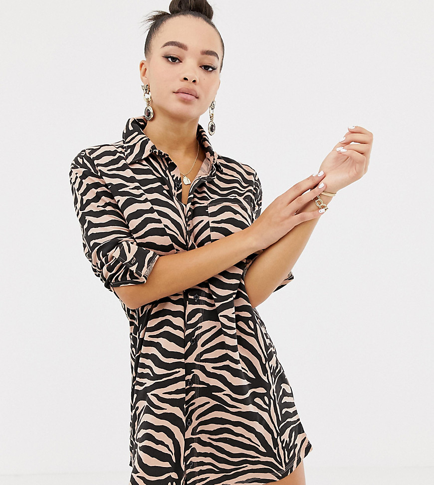 Missguided oversized shirt dress in zebra
