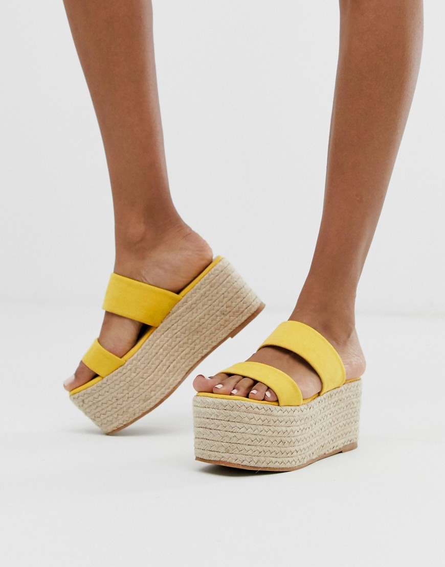PrettyLittleThing flatform espadrille sandal in yellow