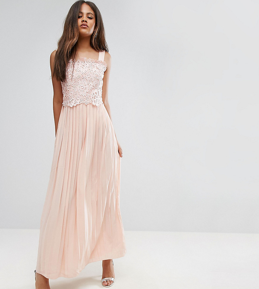 Little Mistress Tall Premium Lace Top Maxi Dress With Pleated Skirt