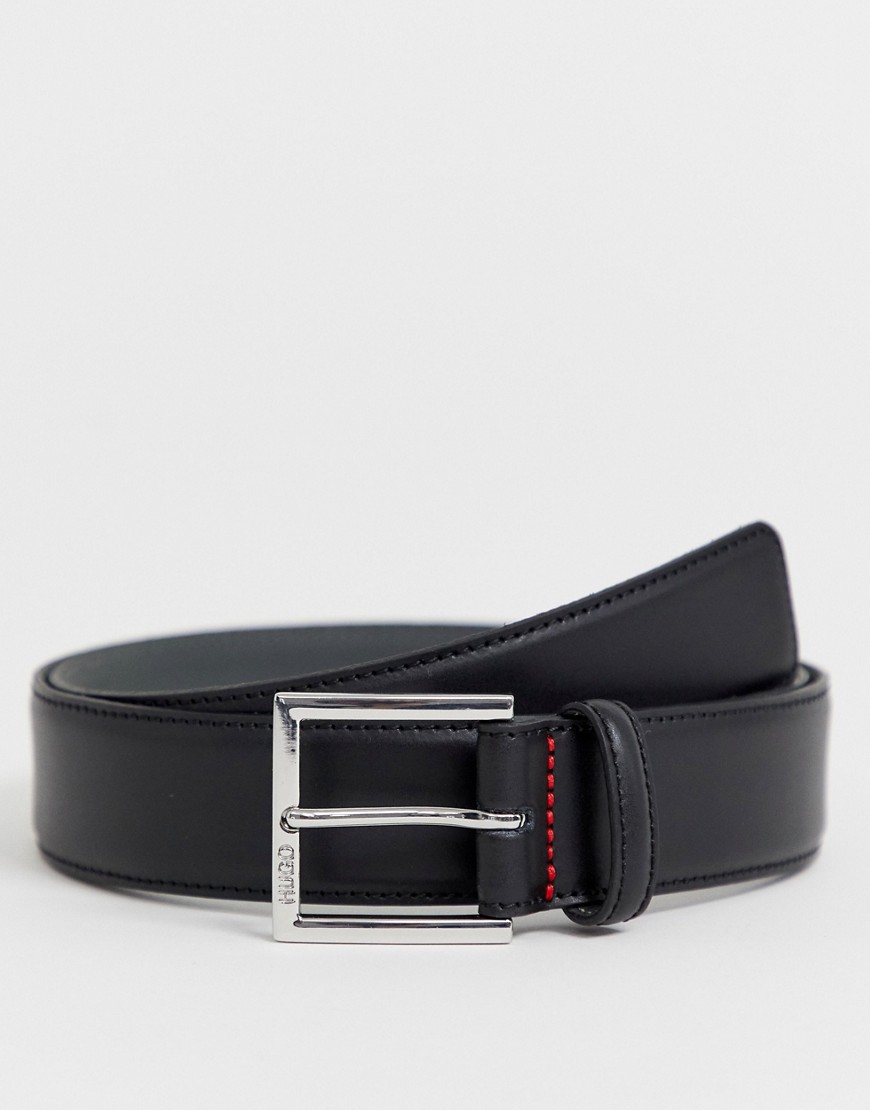 HUGO Golloty smooth leather belt in black