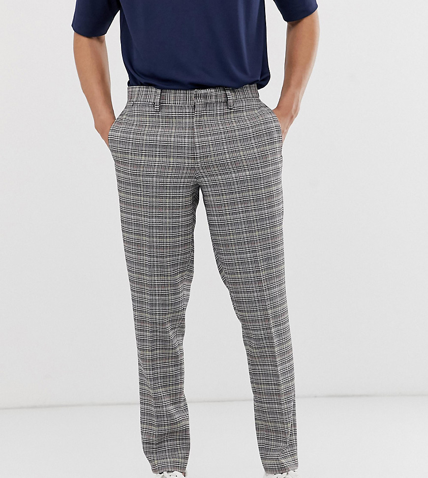 Noak slim fit checked trousers in grey