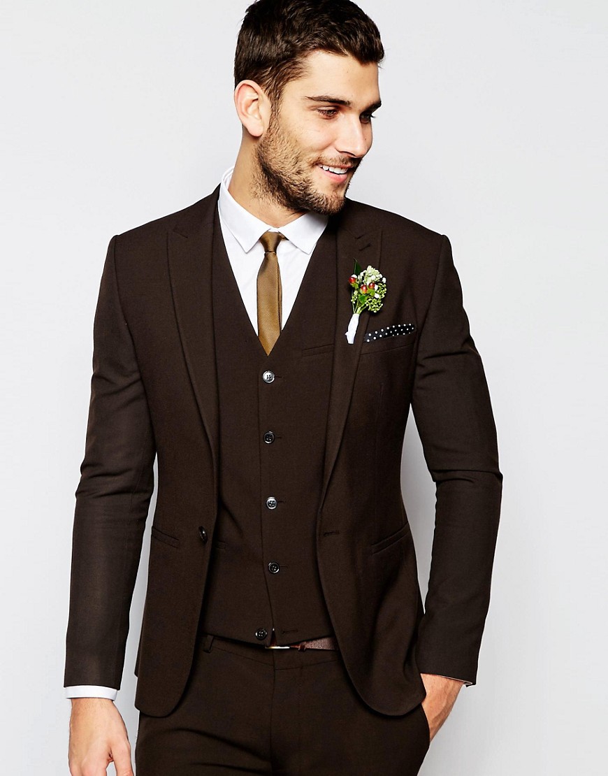 ASOS Wedding Super Skinny Suit Jacket In Brown - Brown