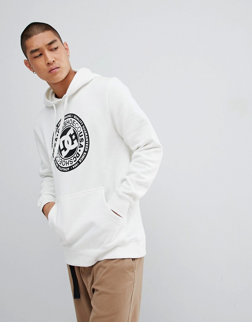 DC Shoes Overhead Hoodie with Chest Logo in White