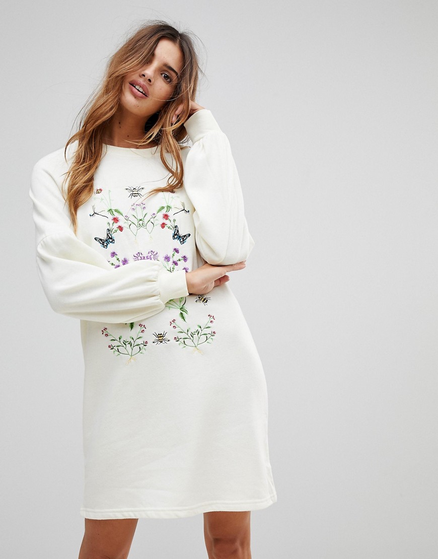 Vero Moda Embroidered Sweater Dress - Winter white