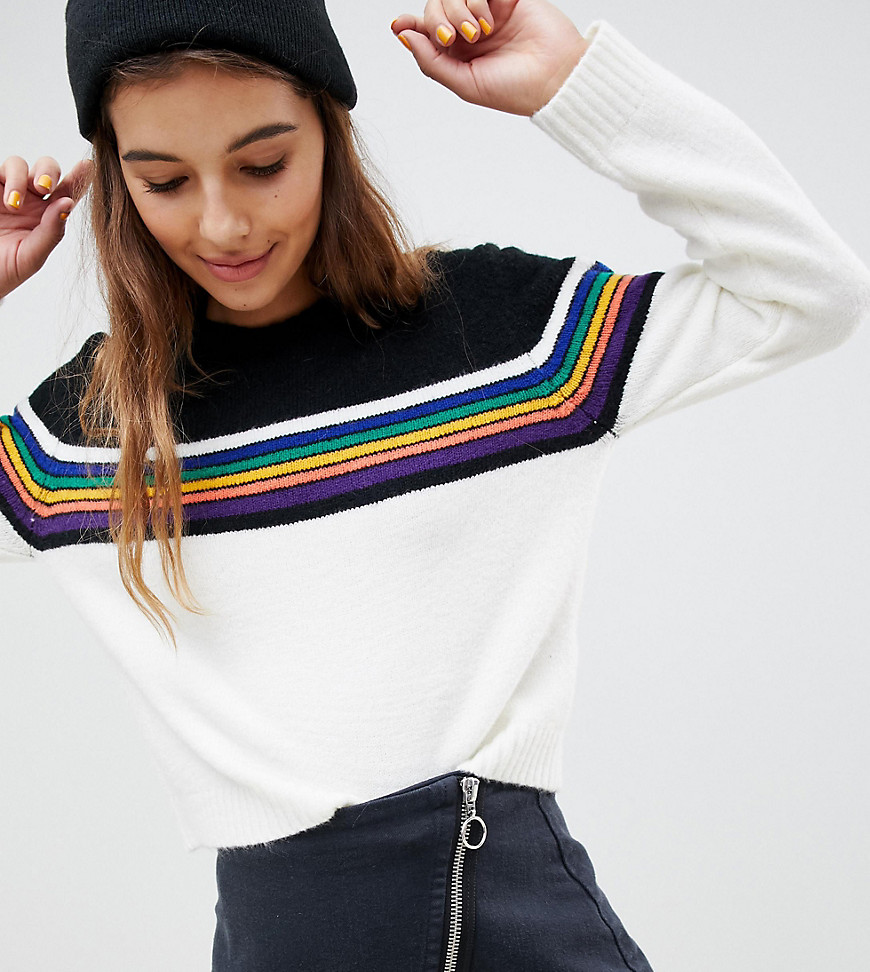 E.L.K fitted jumper with rainbow stripe detail - Multi
