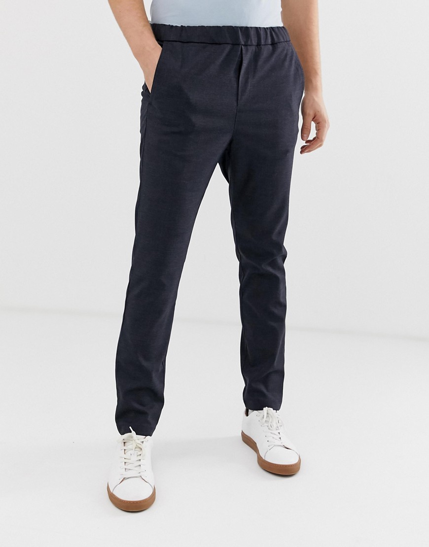 Jack & Jones Premium smart trousers in check with drawstring