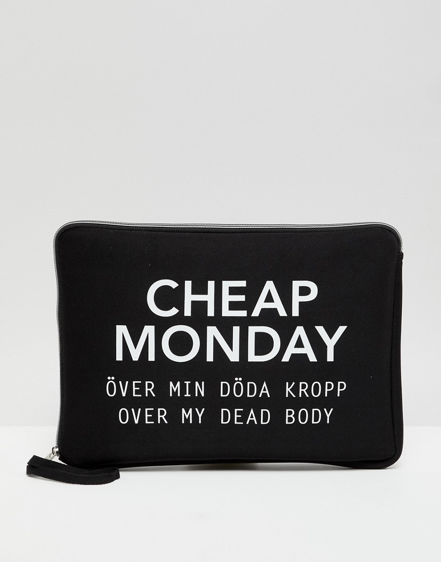 Cheap Monday slogan laptop case - Black