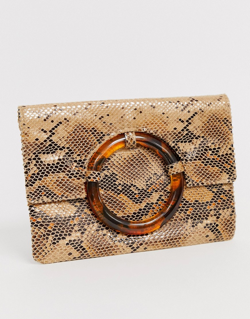 ASOS DESIGN snake clutch with tort ring