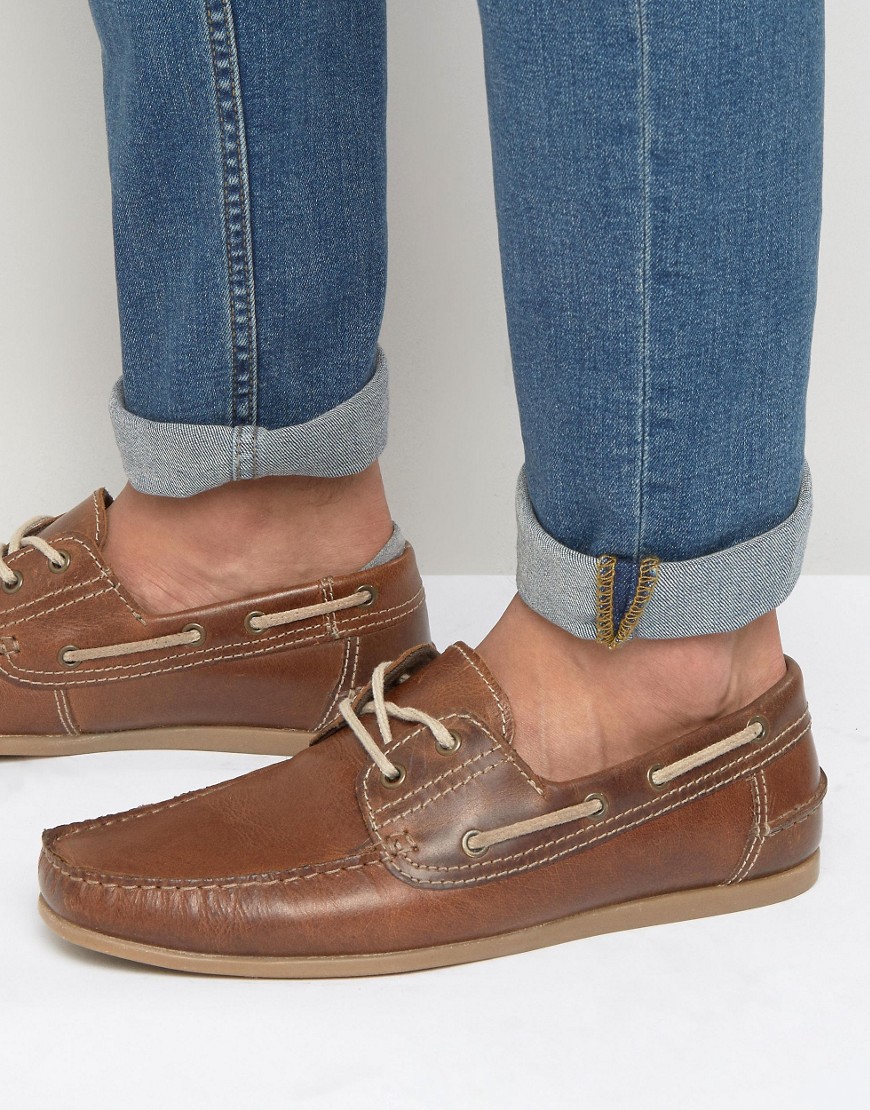 Red Tape Boat Shoes In Leather - Tan