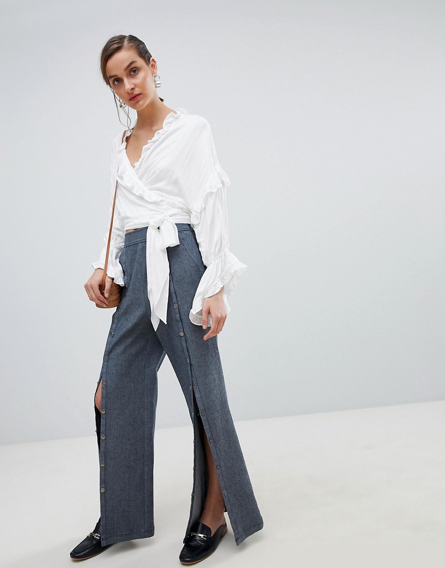 Current Air Popper Front Wide Leg Trousers