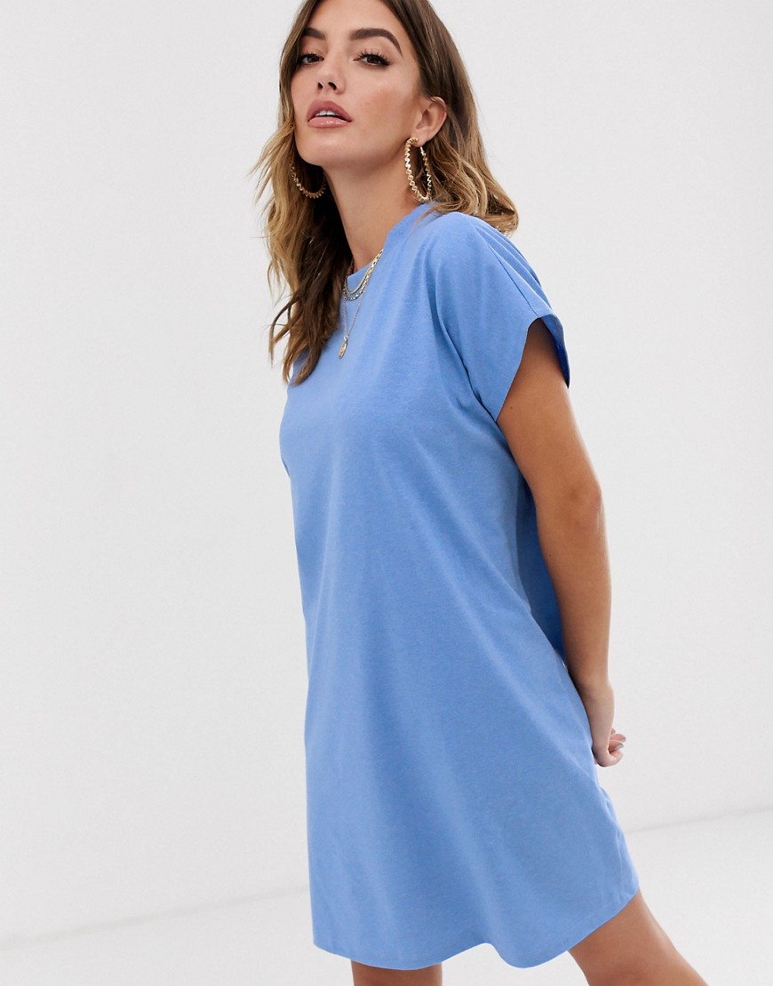 Asos Design Grown On Sleeve T-shirt Dress-blue