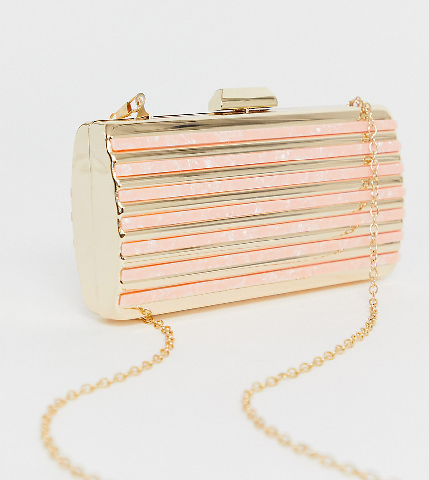 True Decadence gold and resin structured clutch bag
