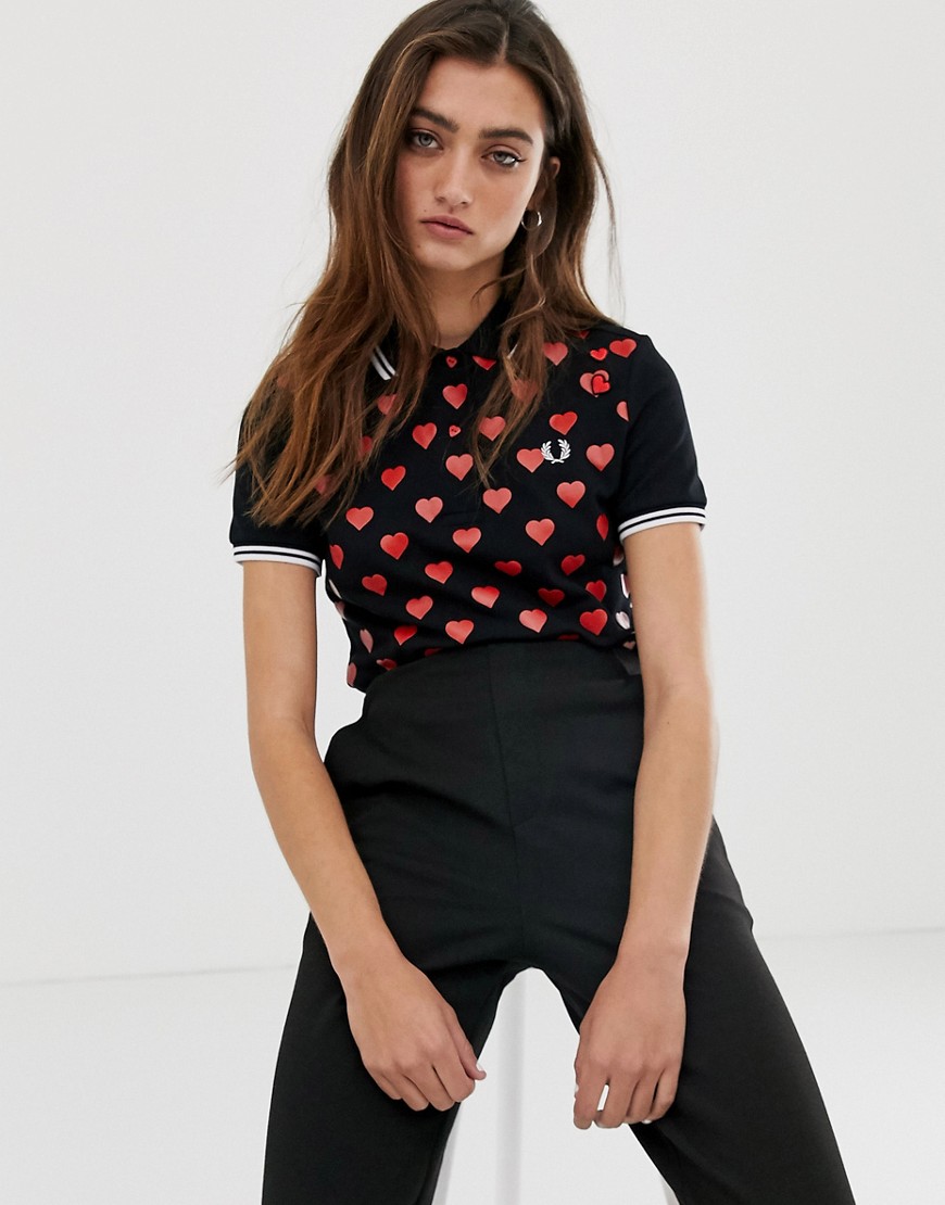 Fred Perry x Amy Winehouse foundation heart print pique shirt