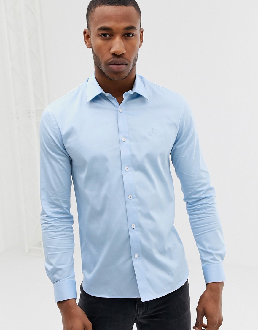 Avail London muscle fit shirt in light blue